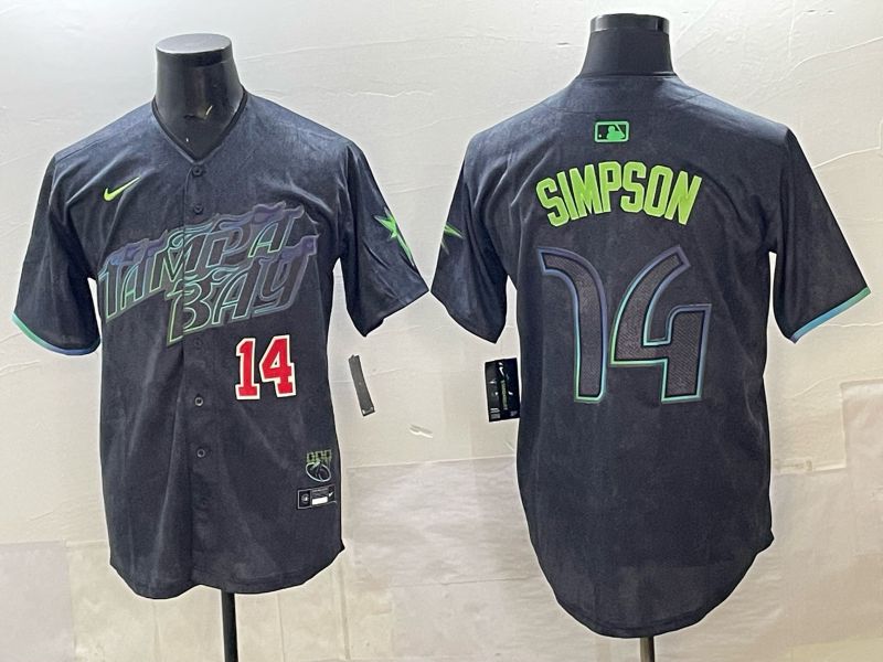 Men 2025 Tampa Bay Rays #14 Simpson Black City Edition Nike MLB Jersey 02